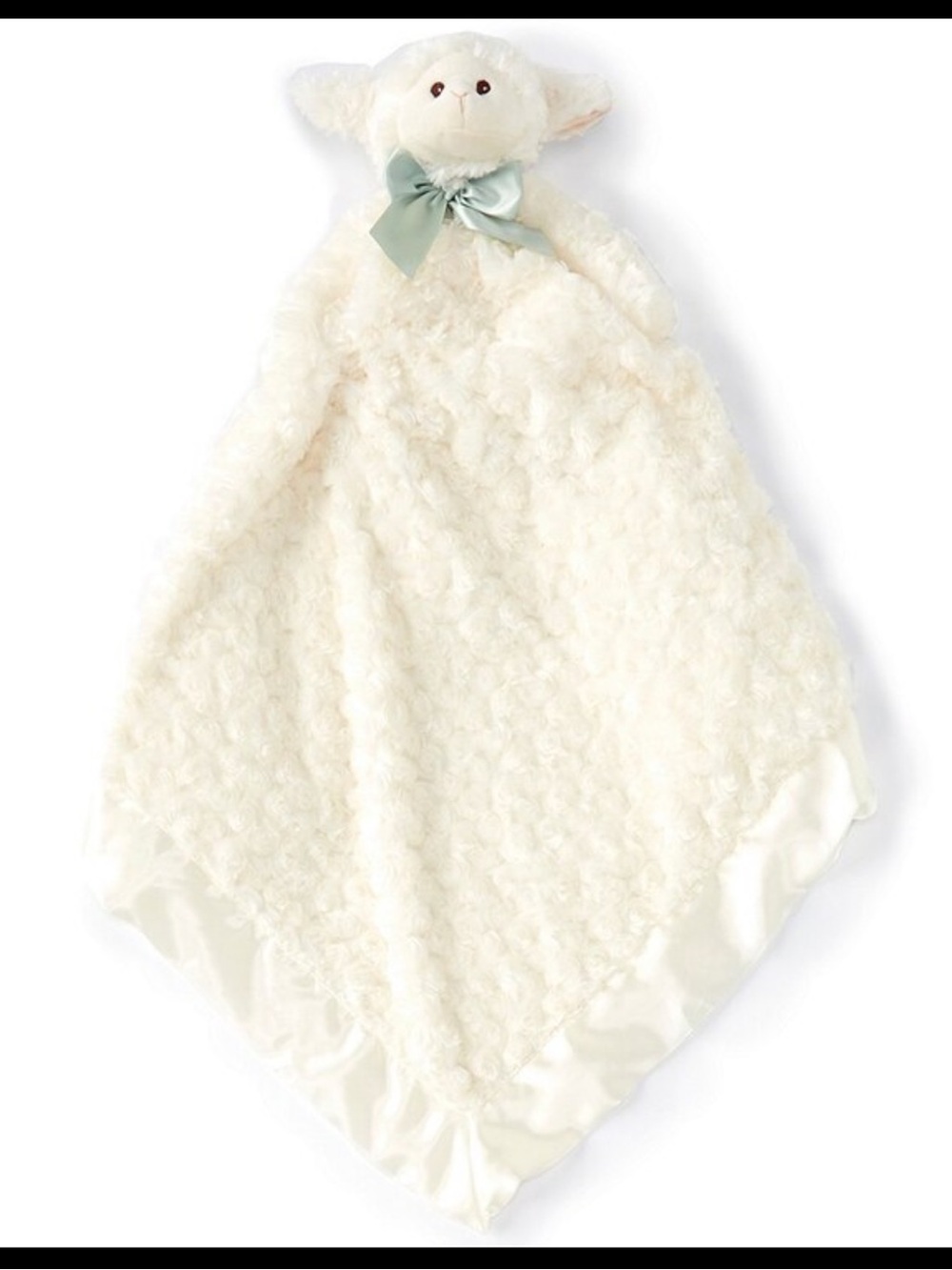 Edgehill Collection Plush Lamb Lovey - Cream with Pale Blue Trim